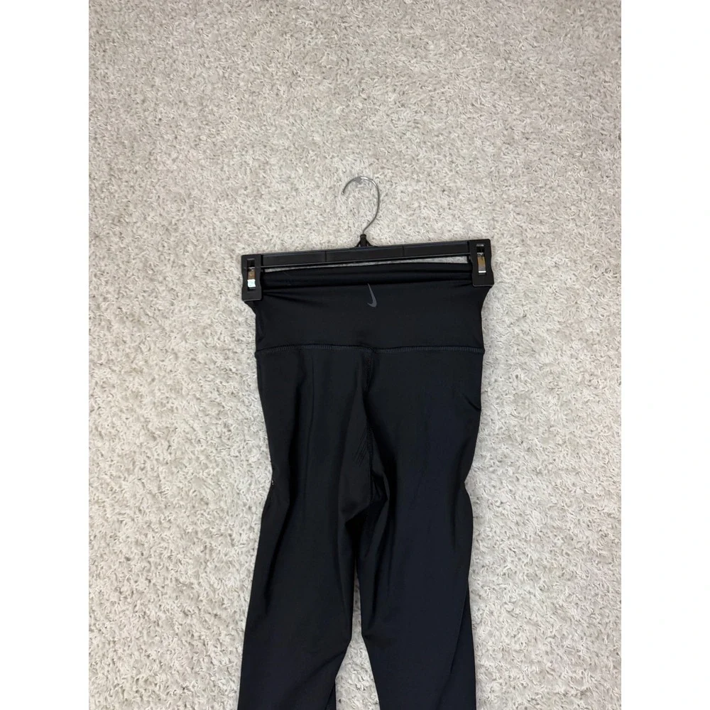 Nike Yoga High Waist 7/8 Metallic Trim Leggings Womens XS Black Work Out Gym